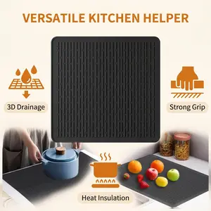 Extra Large Multi-Purpose Silicone Countertop Protector Mat, Heat Resistant Non-Slip Fast Drying Kitchen Heat Resistant Pad, Waterproof Non-Slip Placemat For Hot Pots, Pans, Kitchen Counter Protection