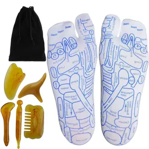 7Pcs Reflexology Socks Set,Reflexology Socks with Massage Tool,Foot Relief and Acupressure Reflexology Foot Massage Socks, White