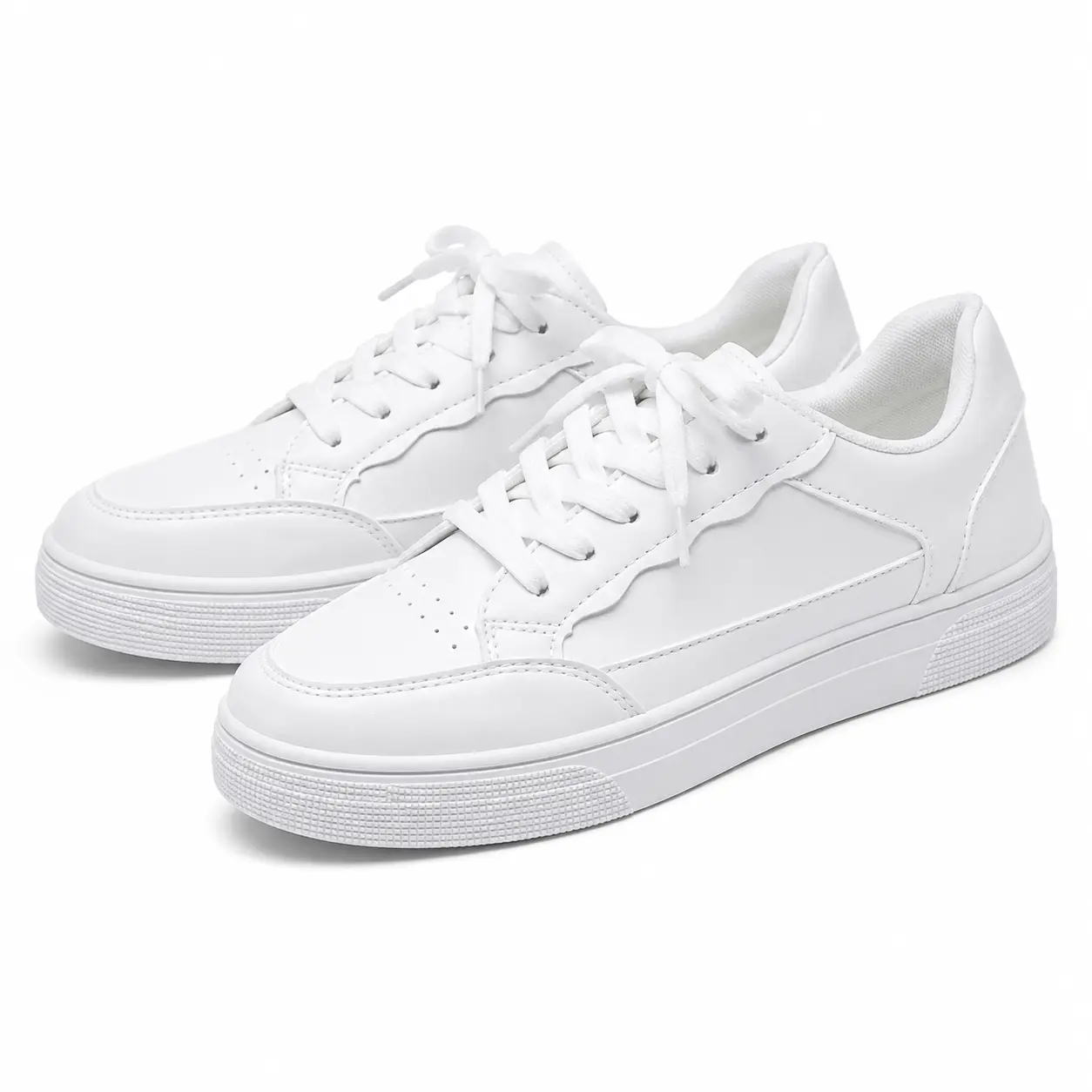 Women's White Low Top Sneakers Casual Lace Up Shoes Comfortable Everyday Walking Shoes Fashion Sneakers