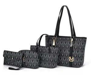 MKF Collection Marimar M Signature Vegan Leather Women’s Tote Bag by Mia K – 4 Pcs set