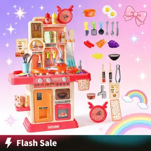 45PCS Kids Kitchen Playset – Pretend Cooking Toy with Steam Effect, Lights & Sounds, Interactive Role Play Set, Montessori Educational Toy, Screen-Free Imagination Play for Toddlers Educational STEM Screen-Free Toy mud