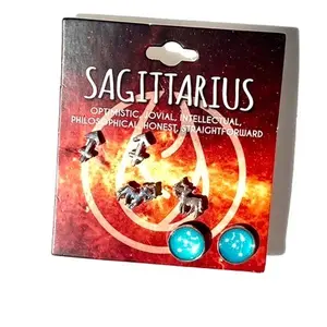 Sagittarius Zodiac Horoscope Sign Three Pairs of Earrings Optimistic Jovial Intellectual Philosophical Honest Straightforward