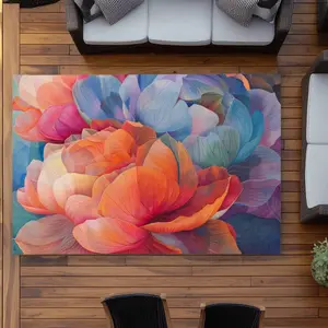 Begin Home Decor C1ROAR57EYNO7E 5 x 7 ft. Full of Color Blue Outdoor Rectangle Area Rug - Stylish Home Decor
