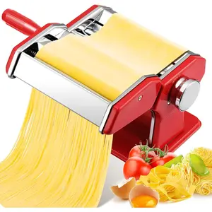 Pasta Maker Machine, 180 Roller Pasta Maker, 9 Adjustable Thickness Settings 2-in-1 Noodles Maker with Rollers and ,  for Spaghetti, Fettuccini, Lasagna or Dumpling Skin Red