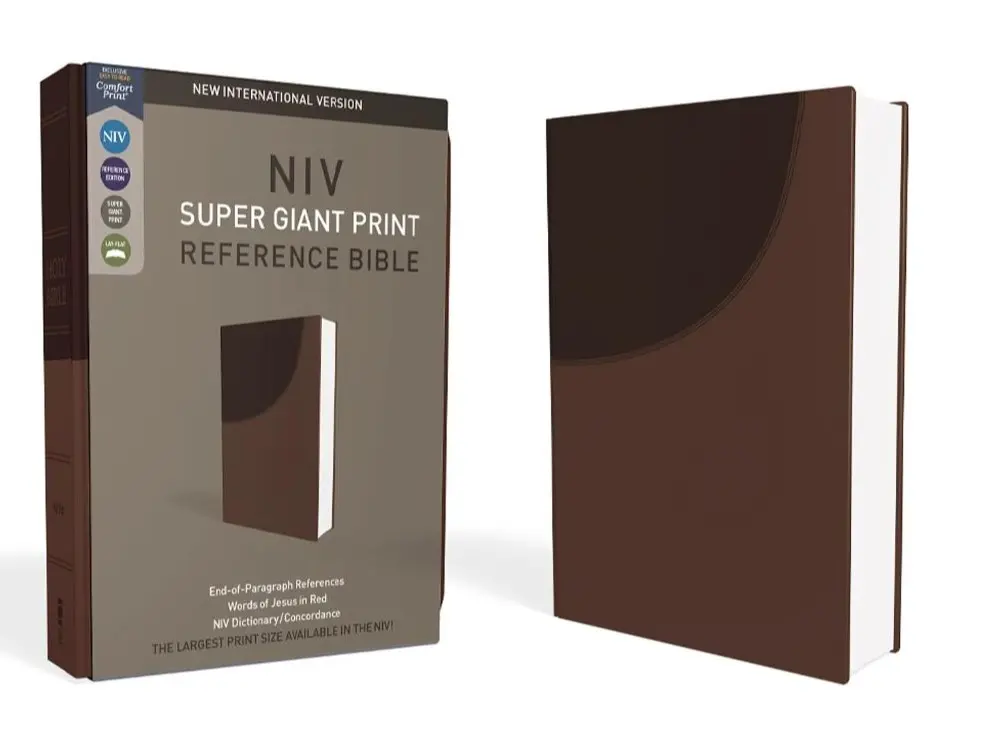 NIV, Super Giant Print Reference Bible (Font Size: 16.5-point), Leathersoft, Brown, Red Letter, Comfort Print