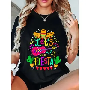 100% Cotton Let's Fiesta Cinco De Mayo Mexican Party Guitar Lover T-Shirt
