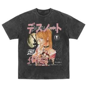 Misa Amane Vintage Graphic Tee, Death Note Anime Manga Merch T-Shirt, Unisex Streetwear Casual Tops for Men Women, Classic Anime Clothing Daily Fashion Streetwear Apparel