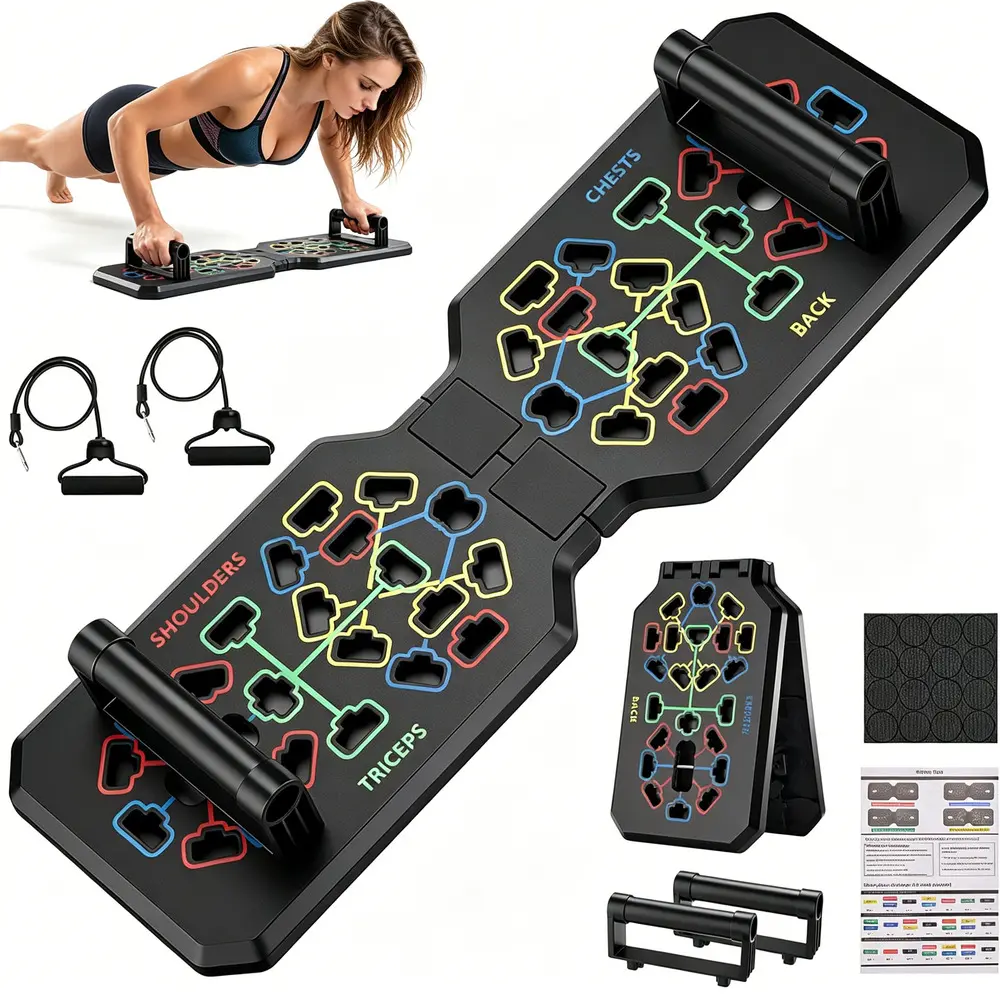 Push Up Board Foldable Full Body Abdominal Training Trainer, Portable Strength Training Home Gym Equipment for Indoor Daily Workouts