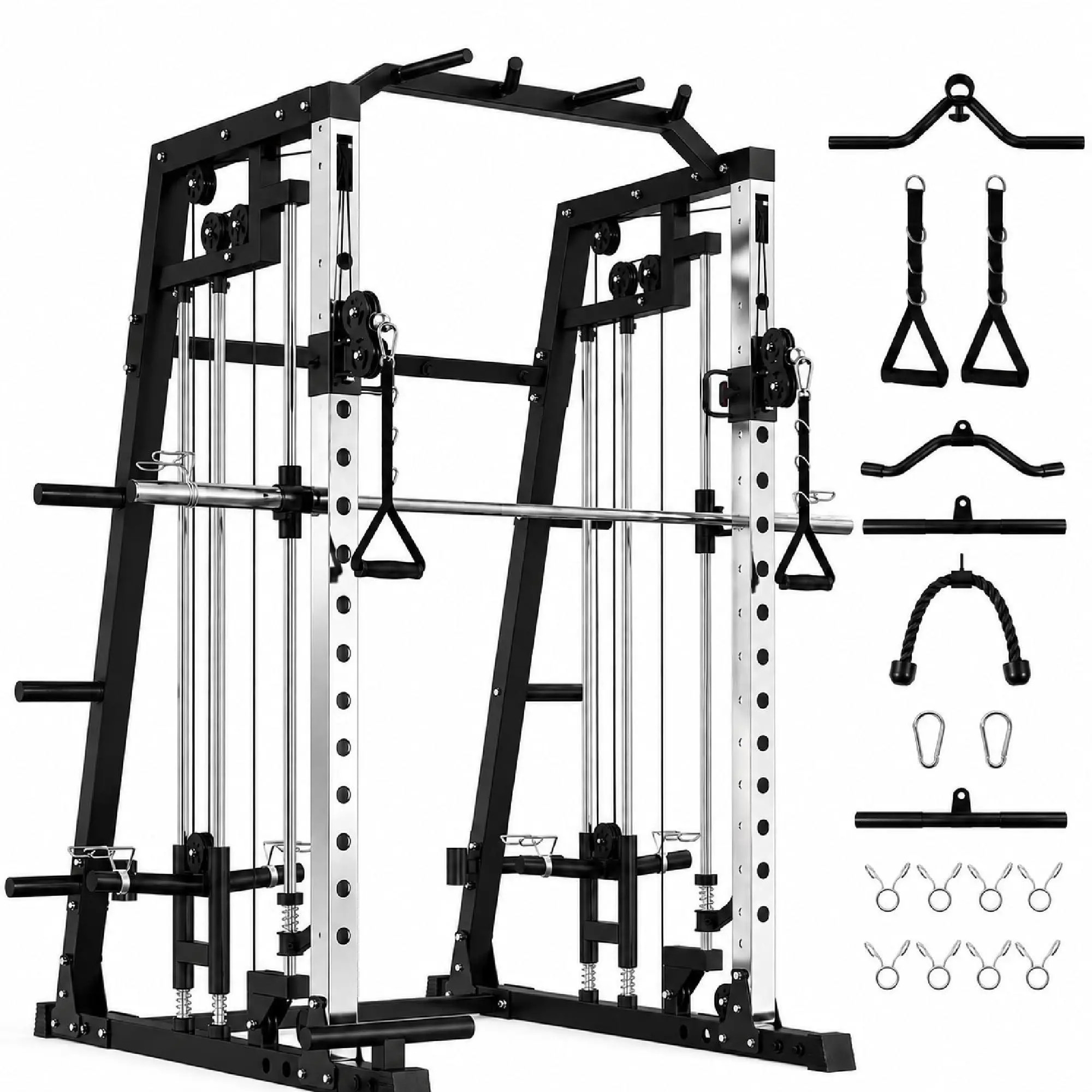 GAOMON Smith Machine Home Gym: 2200LB Power Cage with Dual Cable Pulley Systems, LAT Pulldown & Leg Hold-Down Attachment for Complete Home Strength Training