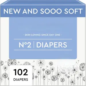 Baby Diapers - Size 2 (9-18 lbs), Half-Monthly (102 Count), Leak Protection, Skin-Friendly, Ultrasoft, Perfume- & Chlorine-Free, Hypoallergenic, Dermatologist Tested, Oeko-TEX ®