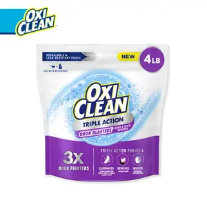 OxiClean Triple Action Odor Blasters Odor and Stain Remover Powder, To Use with Detergent, 4 lbs