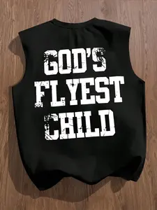 Men's 'god's Flyest Child' Graphic Sleeveless Vest, Soft Breathable Fabric, Casual Loose-Fit Top, Streetwear & Gym Wear
