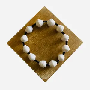 White Kenyan Paper Bead Bracelet