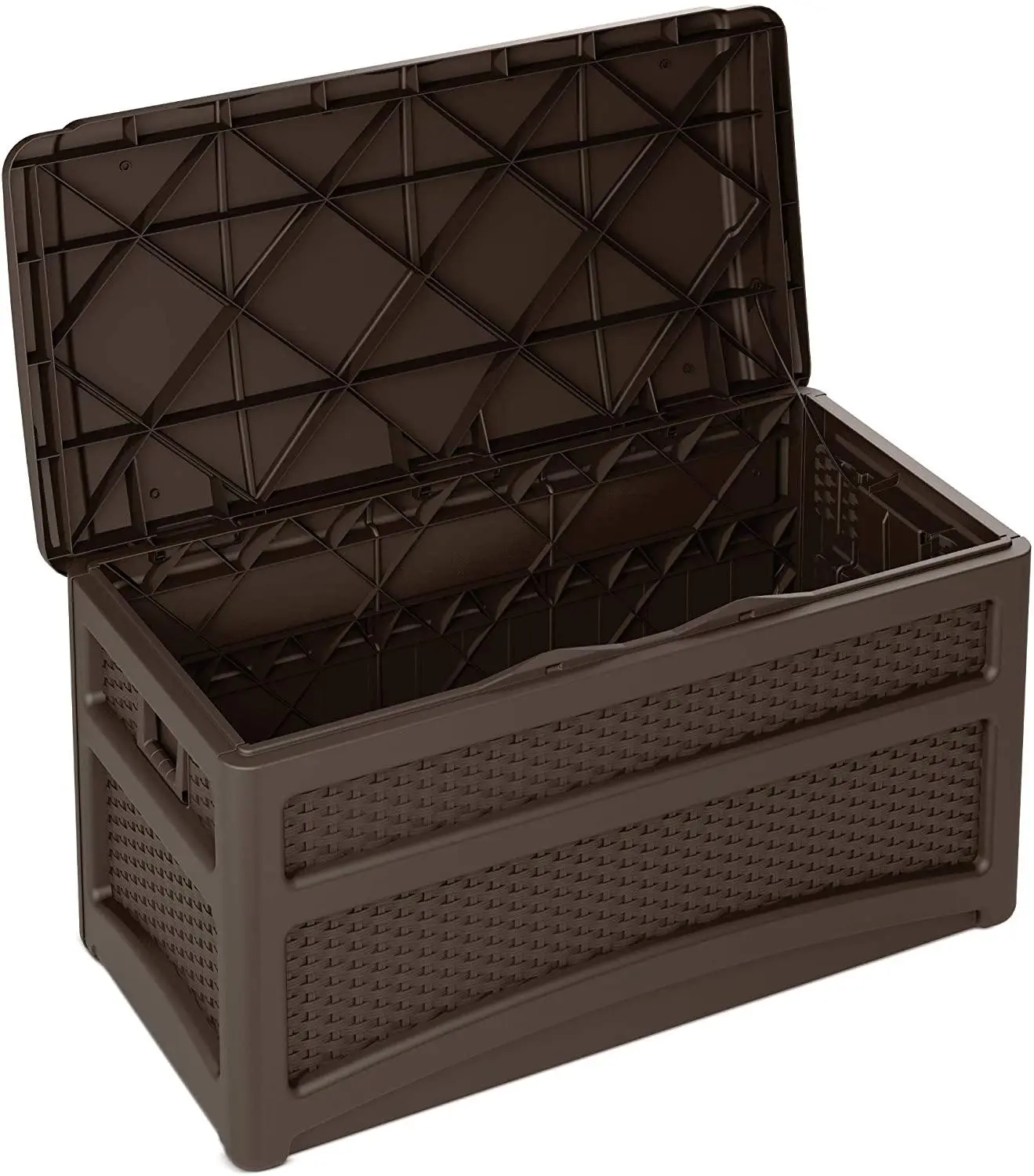 Suncast DBW7500 73 Gallon Outdoor Patio Storage Chest with Handles & Seat, Java