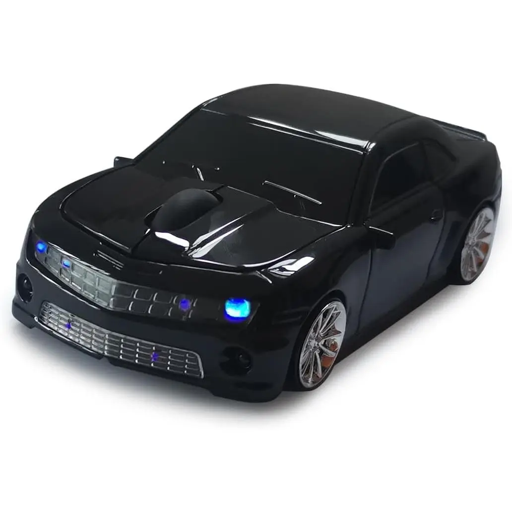 Z-RGP6 2.4Ghz Wireless Car Mouse - Fashion Sports Car Design, USB Connector, 1600 DPI, Headlights, No Need for Drive, for Women's, Girls, Kids, Laptop, PC, Mac (Black)