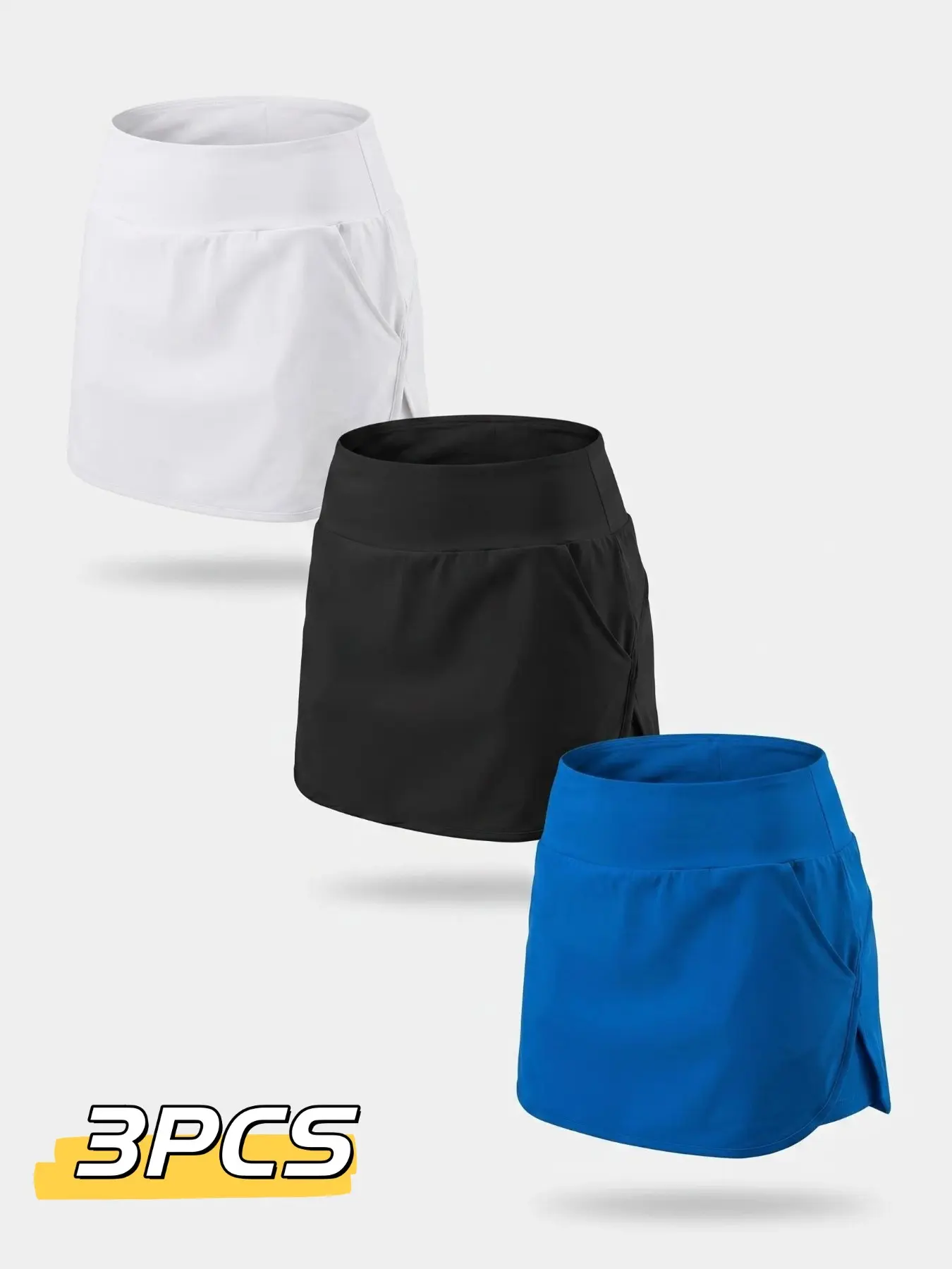 3-Piece Set Women's High-Waisted Sports Skirts, 5 Pockets Wrinkle-Resistant Quick-Dry Tennis Skirts, Casual Running Golf Skirts, Athletic Skirts