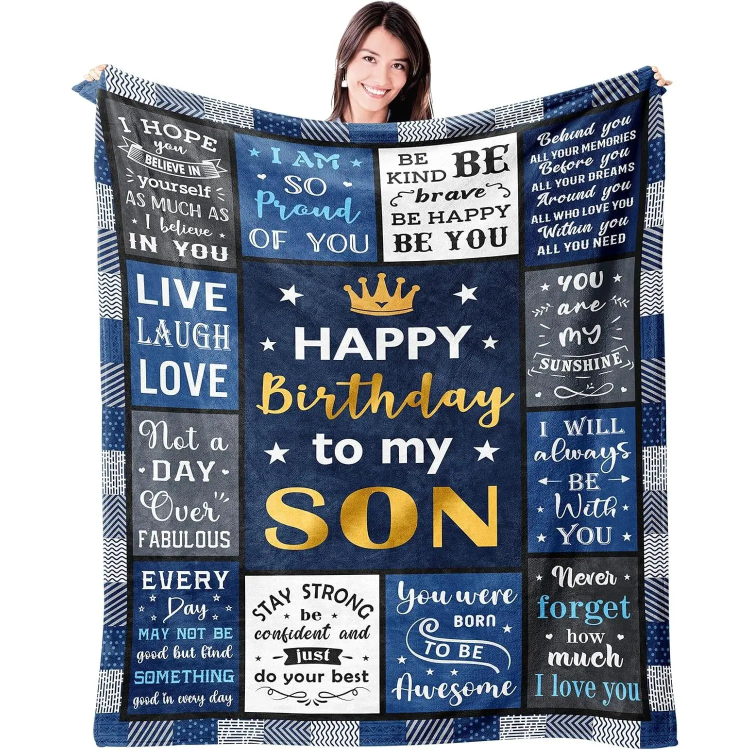 Son Birthday Gifts Throw Blanket 60"x80" from Mom/Dad, Best Happy Birthday Gifts for Son Adult, to My Sons Birthday Gift Ideas for 18 Year Old Boy