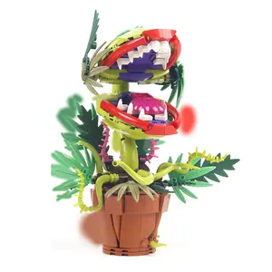 Man‑Eating Potted Plant Building Blocks Set, Horror Plant Decor Bricks, Creative Spooky Home Ornament Gift for Adults, Compatible Building Block Model