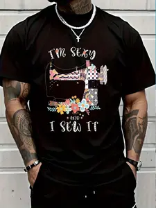 100% Cotton I'm Sexy And I Sew It Sewing Shirt - Quilting Shirt - Sewing T-Shirt Women's Men's Graphic Tee Crew Neck summer vacation Tops