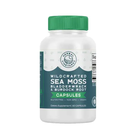 Herbal Vineyards Organic Sea Moss Mineral Vegetarian Capsules (1500mg) - 60 Count, Natural Lifestyle Nutrition Healthcare Vitamin Supplements, Plant-Based Thyroid Support, No Artificial Additives, 1-2 Caps Daily, Natural Lifestyle Supplements