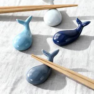 4pcs/8pcs Blue Whale Ceramic Chopstick Rest/Knife and Fork Rest, Creative Animal Chopstick, Spoon, Fork, and Knife Rest, Table Decoration