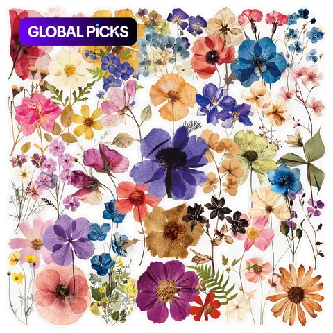 Flower Pattern Sticker, Transparent PET Pressed Flower Decals, Decorative for Scrapbooking, Journaling, Gift Wrapping & Handmade DIY Crafts, Floral Pattern Sticker #GLOBAL PICKS