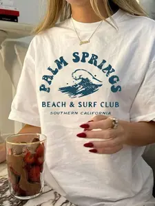 Palm Springs Beach Surf Club T-Shirt, Coastal Wave Graphic Tee With Southern California Print, Casual Summer Vacation Shirt, Beach Lifestyle Outfit, Surf Club Apparel Gift for Men and Women