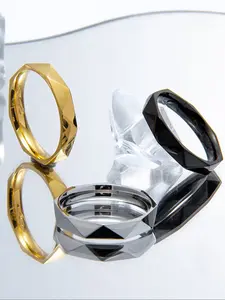 Punk Geometric Diamond Titanium Steel Ring for Men and Women, Knuckle Rings, Simple Hip Hop Style Stainless Steel Party Jewelry, Perfect Gift for Valentine's Day, Mother's Day, Father's Day, and Birthdays