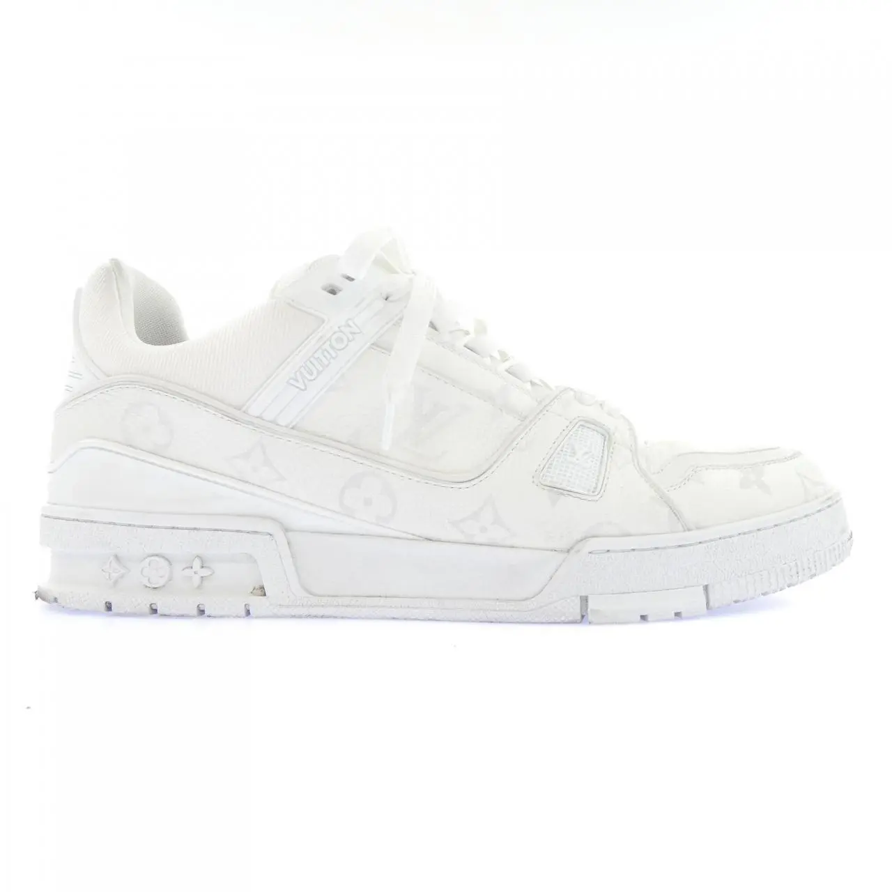 Pre-owned Louis Vuitton Calfskin Small Leather Goods LV Trainer Grained Calf Sneakers