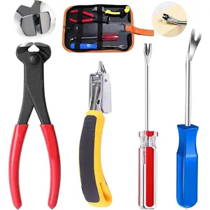 4Pcs Upholstery Staple Remover Nail Puller Nail Remover Tool Set with End Cutting Pliers Tack Puller Staple Puller Tool for Carpet Furniture Wooden Photo Frame Floor,Zipper Package