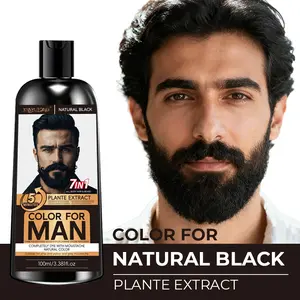 100ml Men's Black Beard Hair Dye Shampoo | Helps to color while cleaning, creating a more natural and neater dark beard effect.