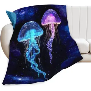 Jellyfish Throw Blanket Jellyfish Gifts for Girls Boys Women Men Kids Adults Soft Flannel Flannel Blanket for Couch Sofa ​Bed Home Decor 40"x50"