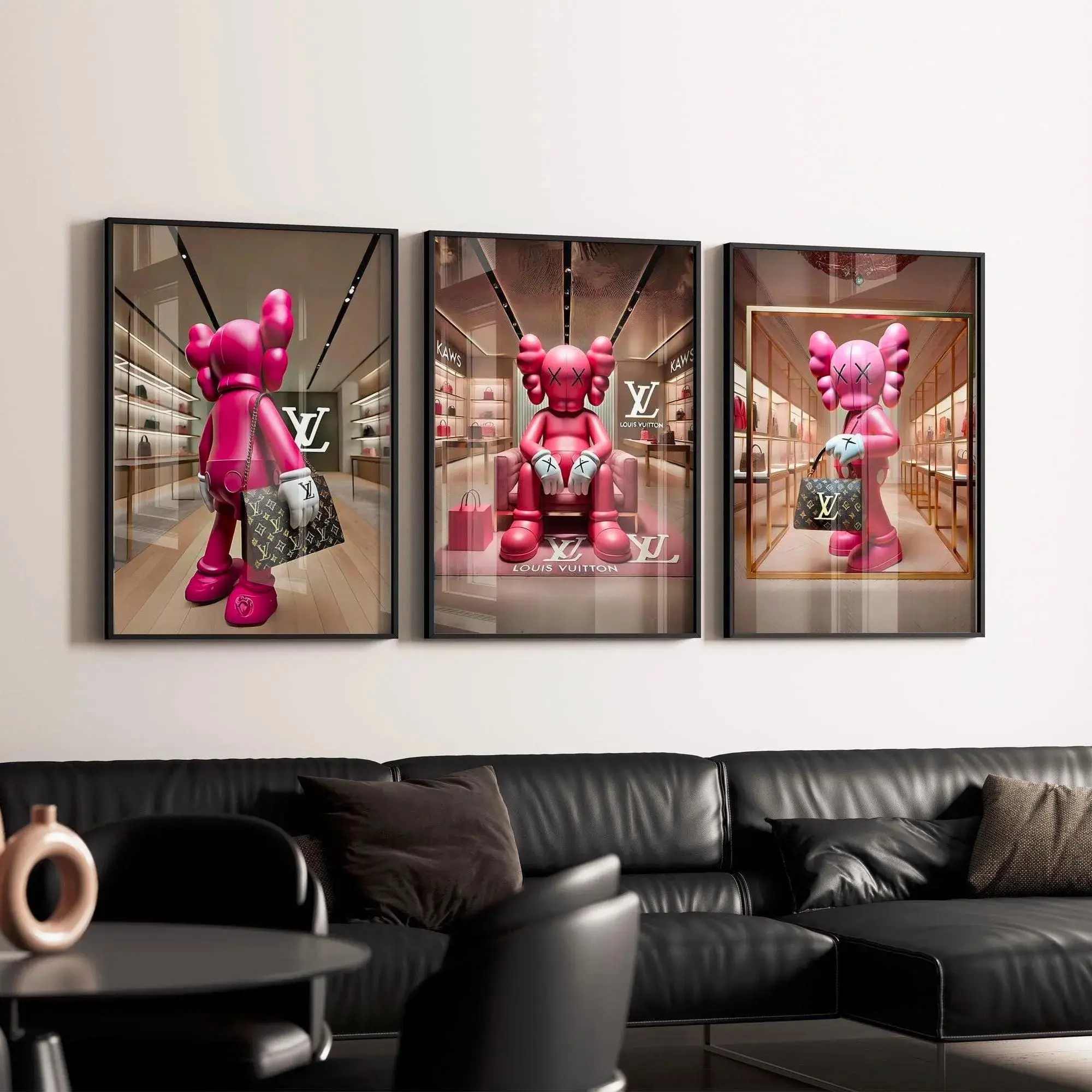 KAWS 3-Piece Poster Set - Hypebeast Artwork, Minimalist Graffiti Print, Home Decor Gift for Art Lovers