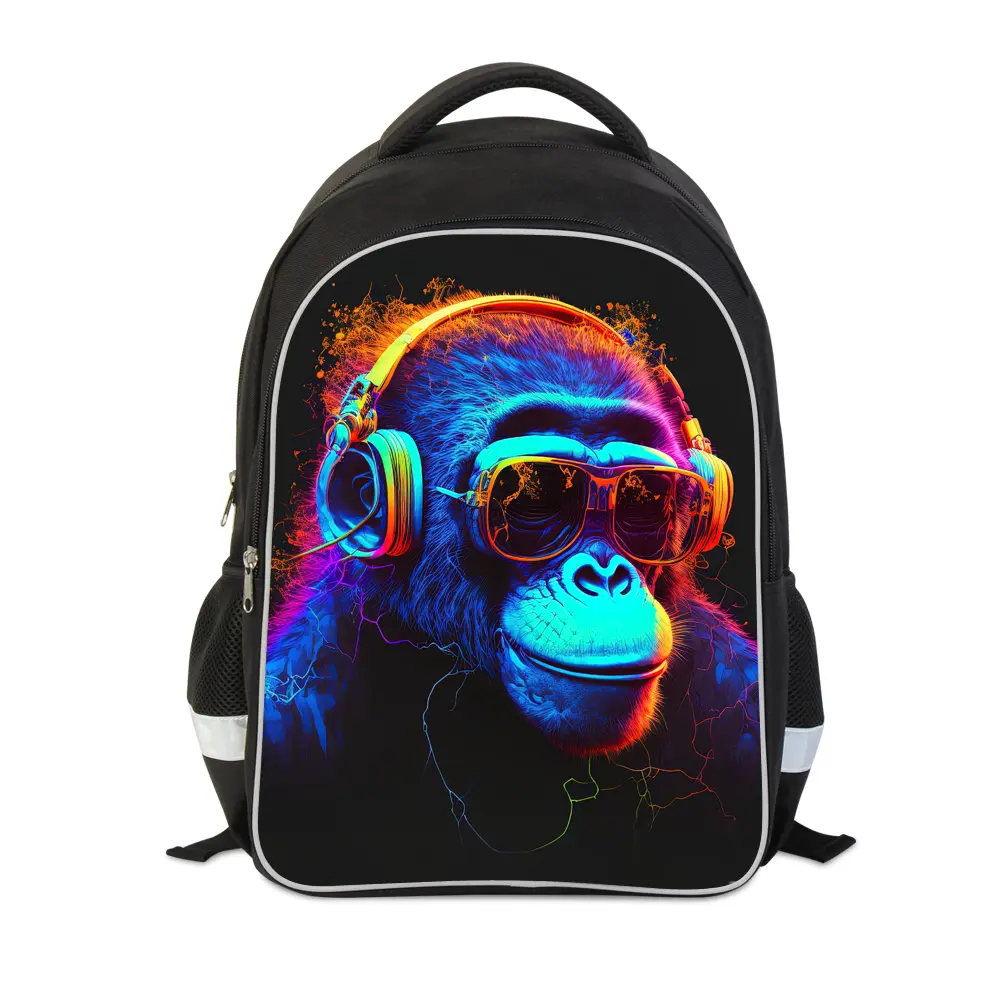 Unisex 17 In Elementary School Backpack, 600D Synthetic Polyester, Dual Zip, Ergonomic Design, 3D Reflective Cartoon Space Theme, Playful Look, Wheel-Free for 6-18 Age Students, School Supplies to Carry Books