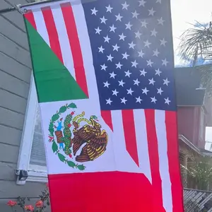 USA and Mexico Friendship Flag BANDERA - Traditional Design with National Colors and Symbols