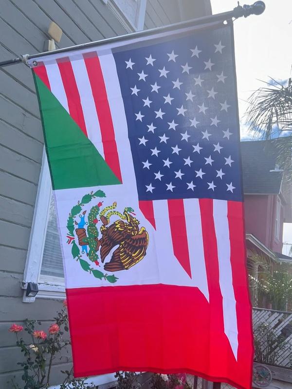 USA Mexico Friendship Flag - 3x5 Ft United States Mexican Combined Stars & Eagle Banner