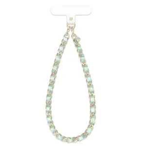 Teal Holo Leather Chain Phone Charm
