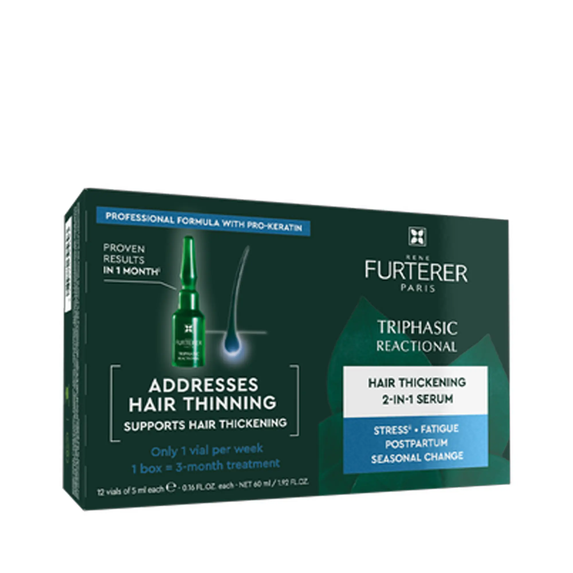 Rene Furterer TRIPHASIC Reactional Concentrated Lemon Haircare Serum - 12 Vials, Citrus, Scalp Care, Eucalyptus, Liquid, Atp