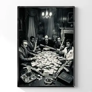 Vintage Mafia Gangster Poster Black and White Mob Wall Art Decor