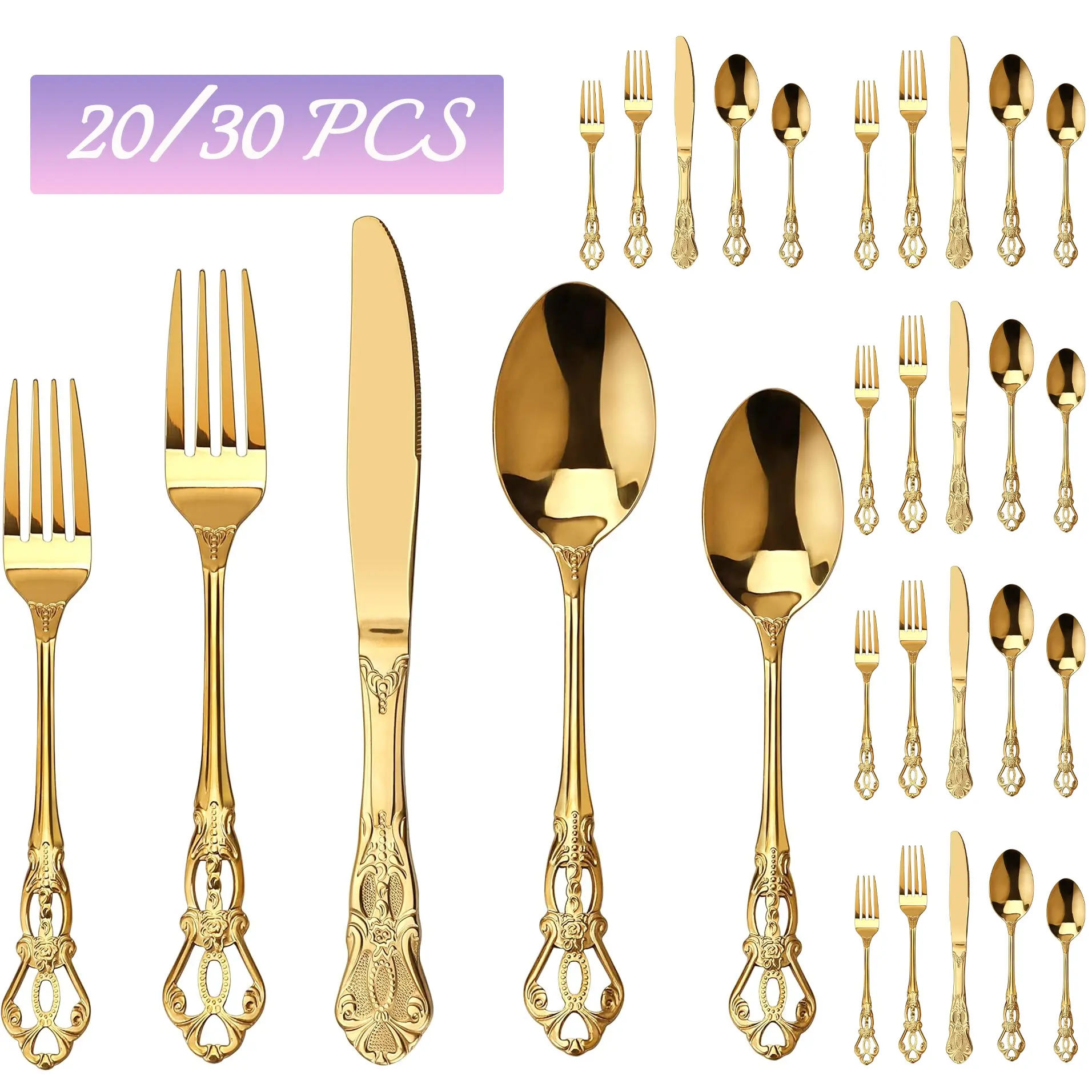 Elegant Retro Cutlery Set, Dinnerware Service Set, Tableware Set for 4-6 People, Stainless Steel Dining Utensils, Includes Knife Fork Spoon, Forks Spoons And Knives Set, Perfect Gift Idea, Tableware Kit
