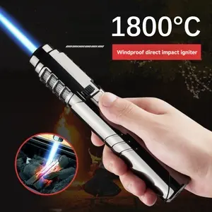 1800° High Temperature Spray Gun Lighter (Butane gas must be added to ignite) Metal Outdoor Windproof Blue Powerful Flame Blowtorch Jet Lighter Welding Tool Gift Box Packaging (Butane gas is not included in the shipment)