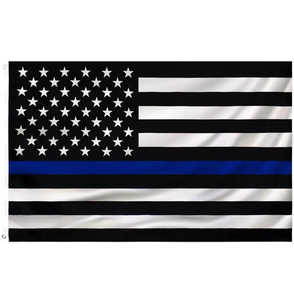 3x5ft Blue Line American Stars and Stripes Flag Banner - Durable Heavy-Duty Polyester, Sturdy Stitching, 4 Brass Grommets, Color-Rich Nylon Keeps Pride Bright, Specially for Police Tribute Wall Decor & Proudly Display in Man Cave, Support