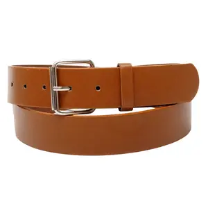 Brown Bonded Leather Belt with Removable Belt Buckle