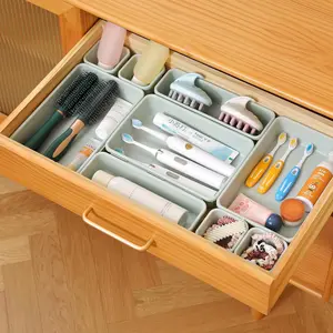 Versatile Drawer Organizer Set 16 PCS Plastic 3 Size Storage Containers Bathroom Makeup Trays Kitchen Utensils Bedroom Vanity Office Desk Storage Lightweight Washable Organizer Bins