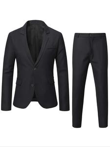 men's solid lapel long sleeve blazer & pocket pants suit set, slim fit aesthetic business formal suits set for work office, business wear, blazers suit sets for men, workwear, longsleeves menswear, blazer trouser, formal attire, business casual suit