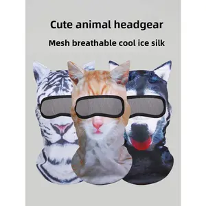 3D Breathable Face Mask, Summer Cooling Neck Gaiter, UV Protection Ski Scarf, Multipurpose Outdoor Headwear cat ski mask