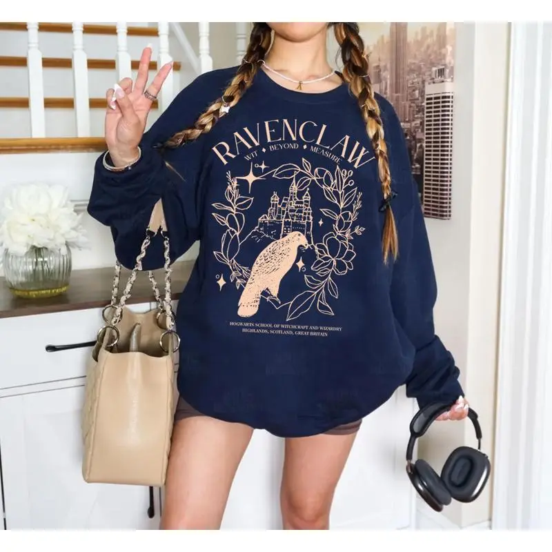 Vintage Ravenclaw House Harry Potter Sweatshirt, Hogward Wizard School T-Shirt, Fantasy Wizard Shirt, Custom Wizard Houses Shirt, Magic Wizard Sweatshirt