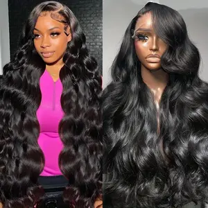 The new 2024 is a hot seller 13x6 Lace Front Wigs Human Hair Pre Plucked Body Wave Wigs for Women 250% Density 13x6 HD Lace Frontal Human Hair Wigs Bleached Knots with Baby Hair