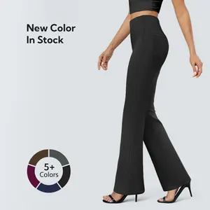 Dlooda Womens Bootcut Dress Pants Business Casual Work Pants with Pockets High Waist Stretchy Trousers Pull On Office Slacks