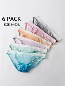 Men's Macaron Gradient Triangle Briefs, Ice Silk Skin-Friendly Low Waist Fit, Seamless Non-Irritating, All Seasons Wear